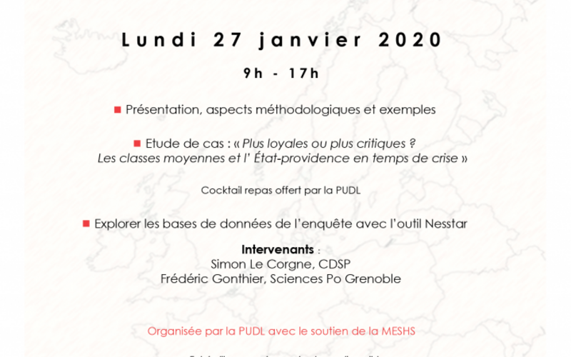 Affiche Journée d'étude "Enquête sociale européenne", 27/01/2020