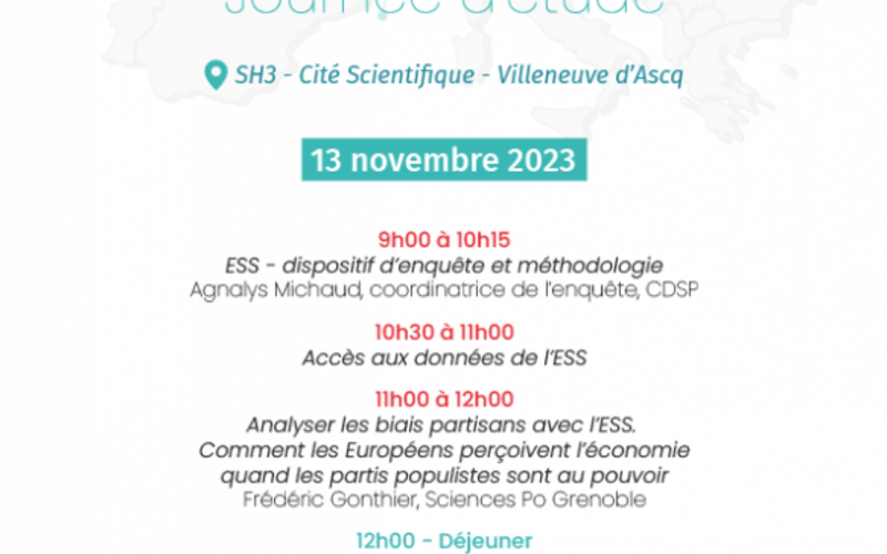 Affiche de la Journée d'étude Enquête sociale européenne, 13/11/2023 