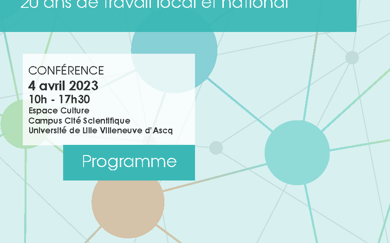 Affiche "La PUDL fête ses 20 ans : Développer la culture des données au plus près des chercheurs en SHS : 20 ans de travail local et national", 04/04/2023